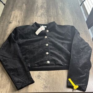 Vintage Banjo Dallas Texas Corduroy Crop Western Jacket With Shoulder Pads